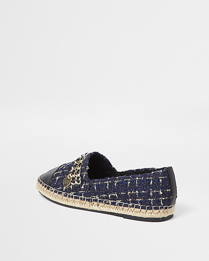 Navy chain detail espadrille shoes