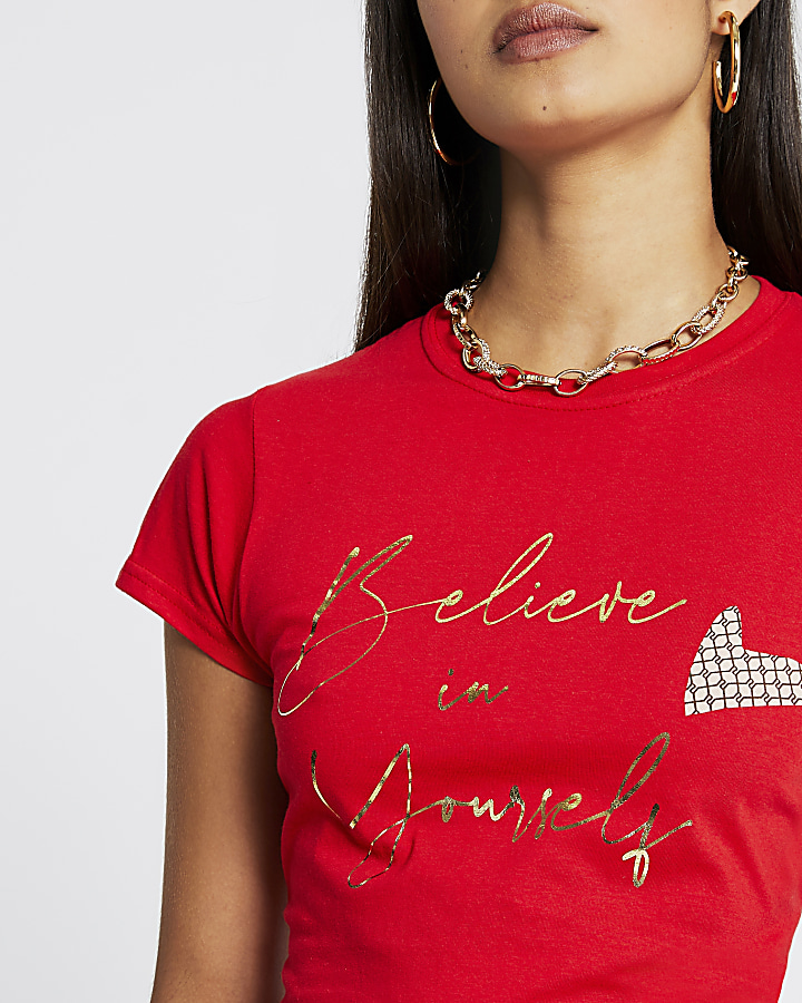 Red short sleeve 'Believe In Yourself' Tshirt