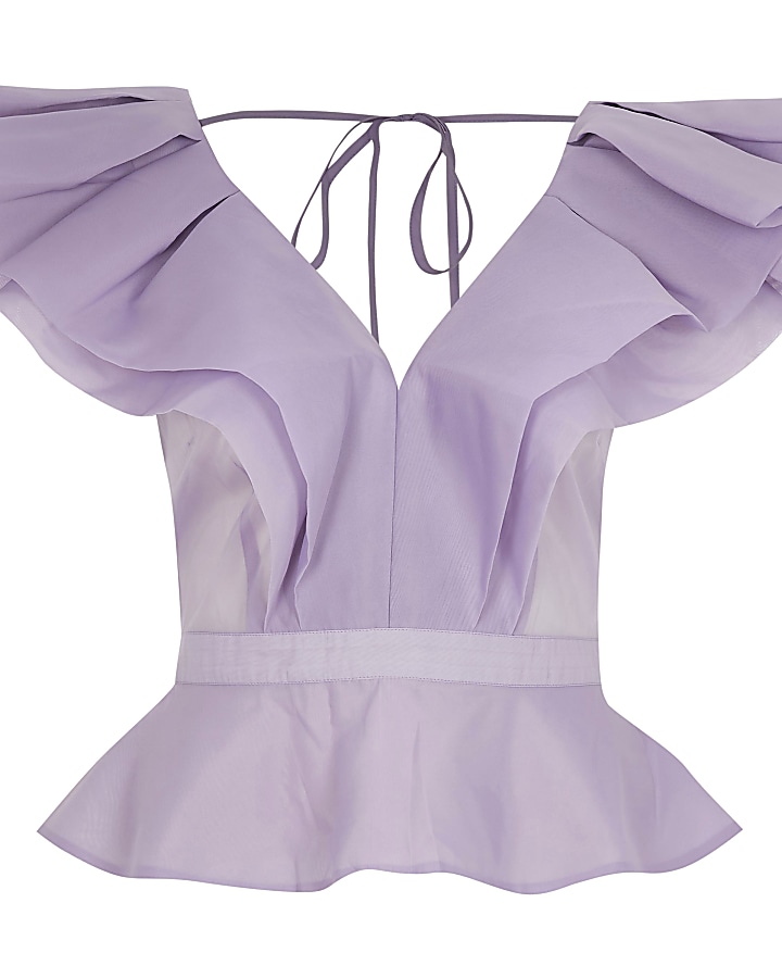 Purple organza frill sleeveless top