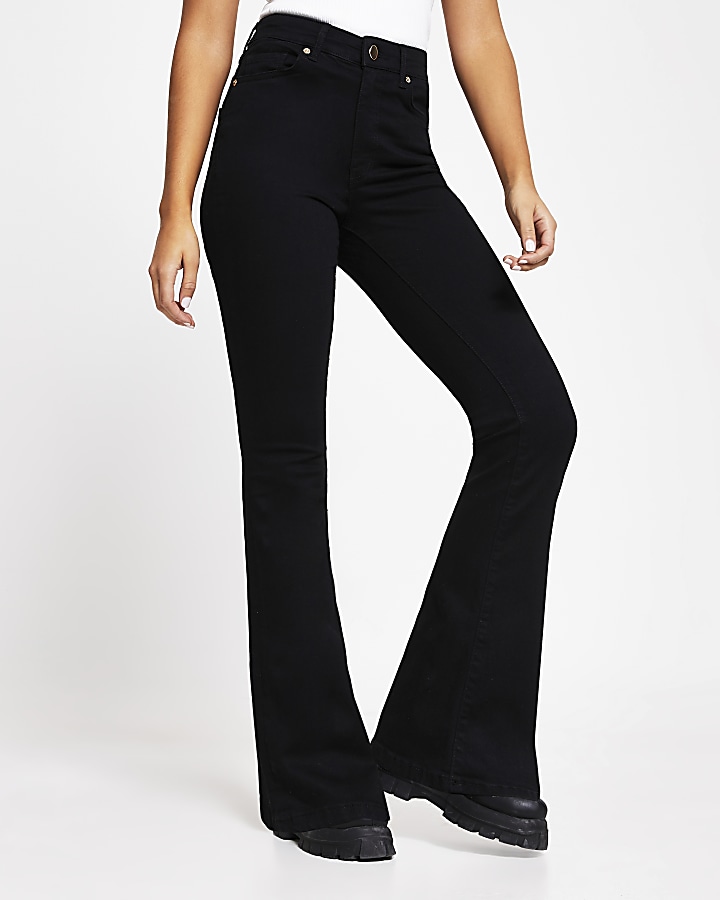Black flare high waisted jeans