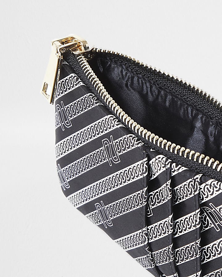Black diagonal RI stripe zip pouch purse