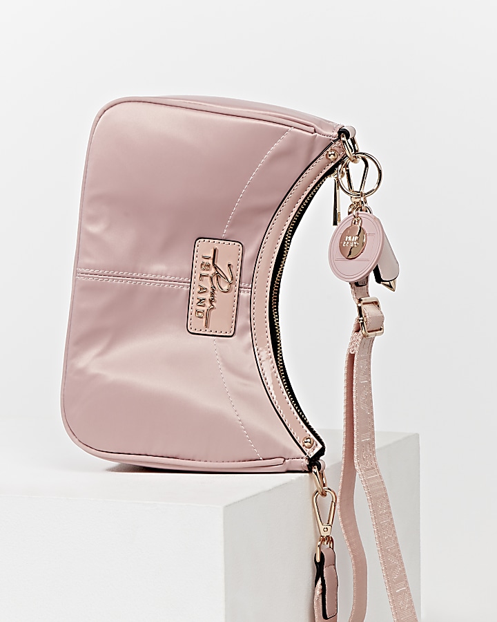 Pink scoop shoulder bag with mini pouchette