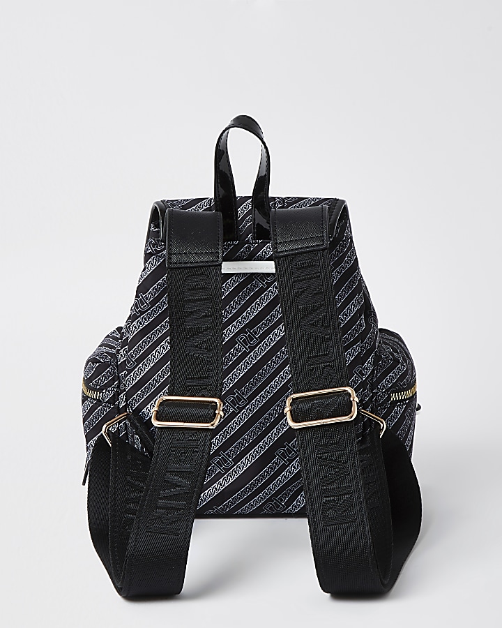 Black mini RI chain print backpack