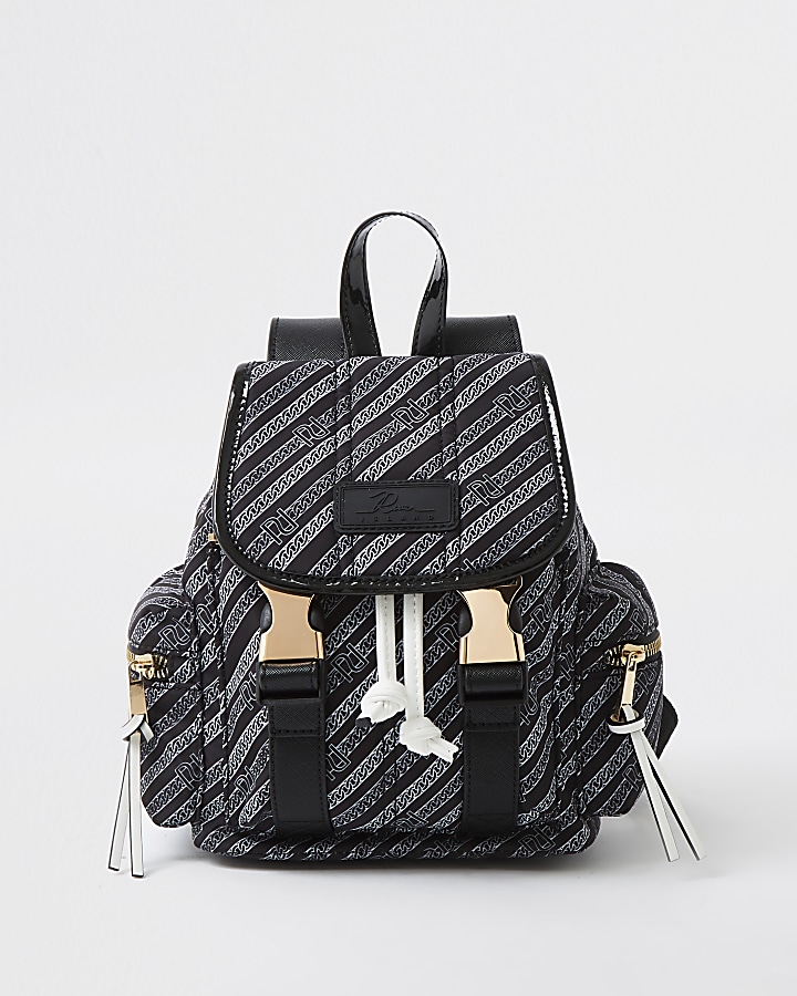 Black mini RI chain print backpack