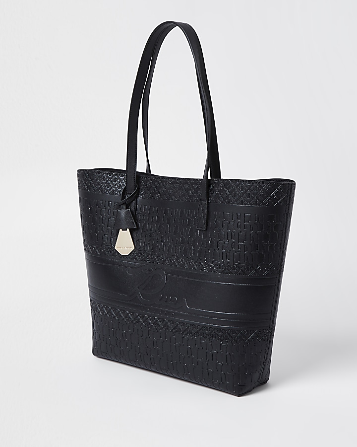 Black RI embossed shopper bag