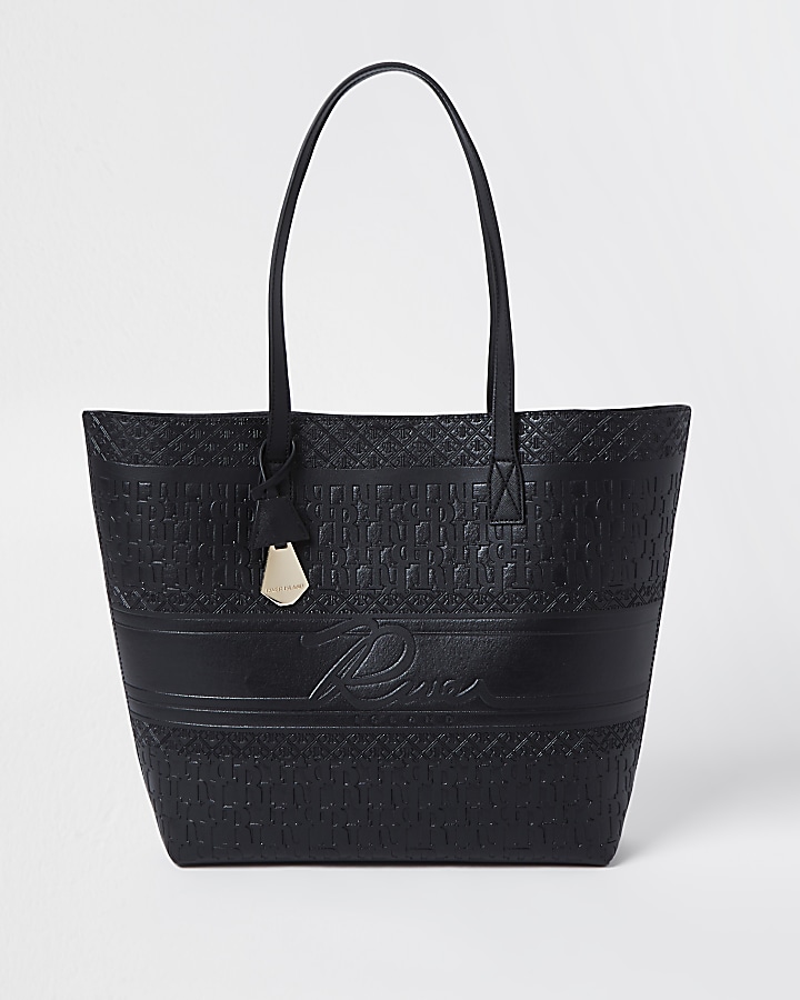 Black RI embossed shopper bag