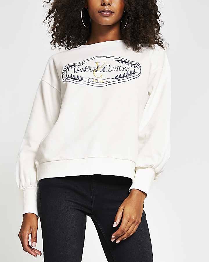 White long sleeve 'Couture' print sweatshirt