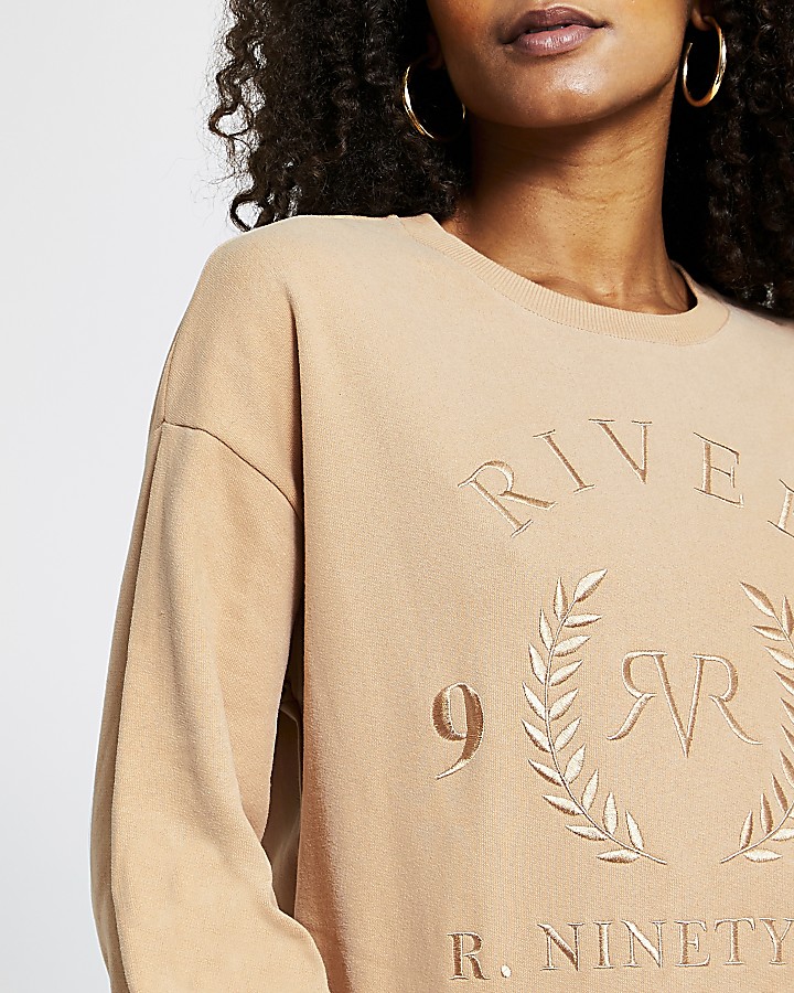 Beige 'RVR' long sleeve sweatshirt
