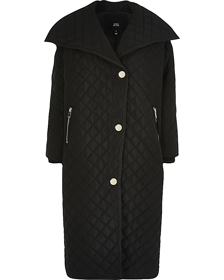 Black quilted padded coat