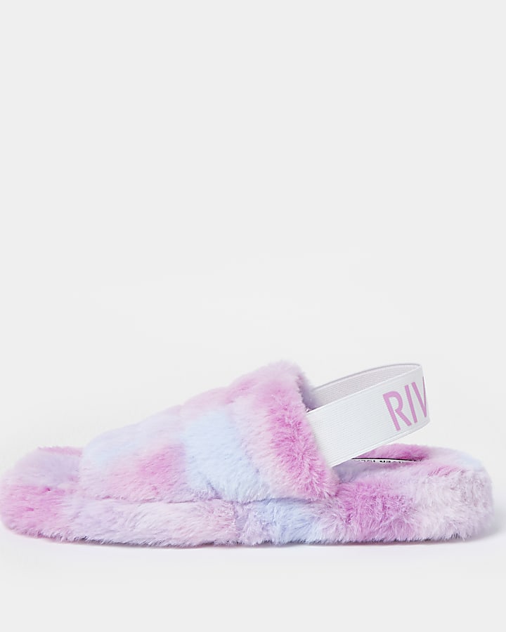 Purple RI faux fur slippers