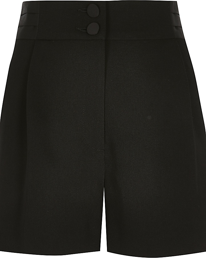 Black satin contrast tux shorts