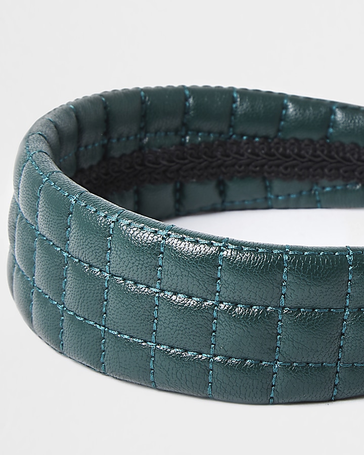 Green quilted woven padded headband