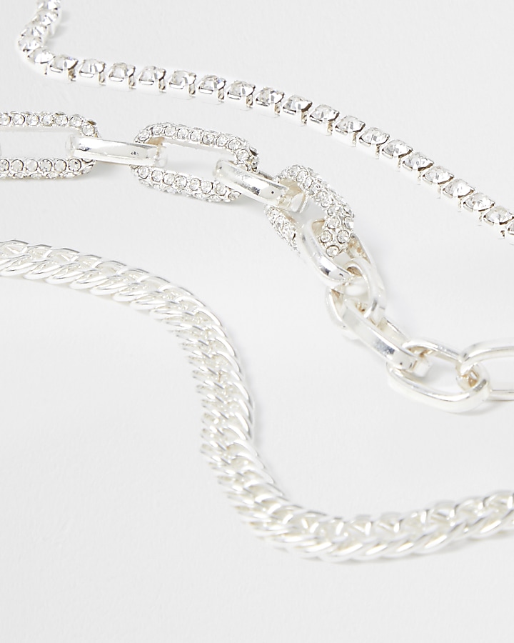 Silver bling chain anklet 3 pack