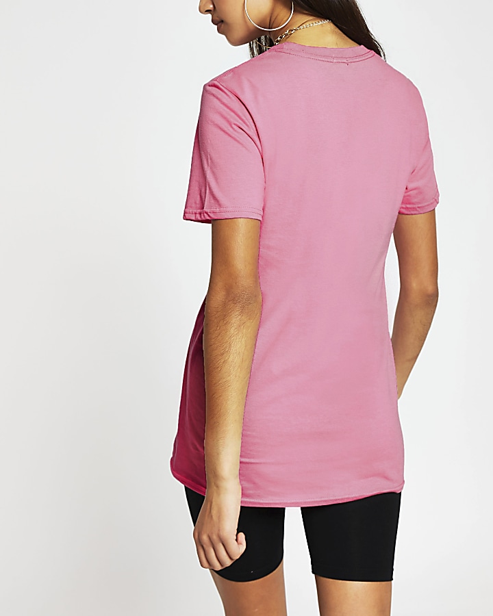 Pink short sleeve 'RR' boyfriend t-shirt
