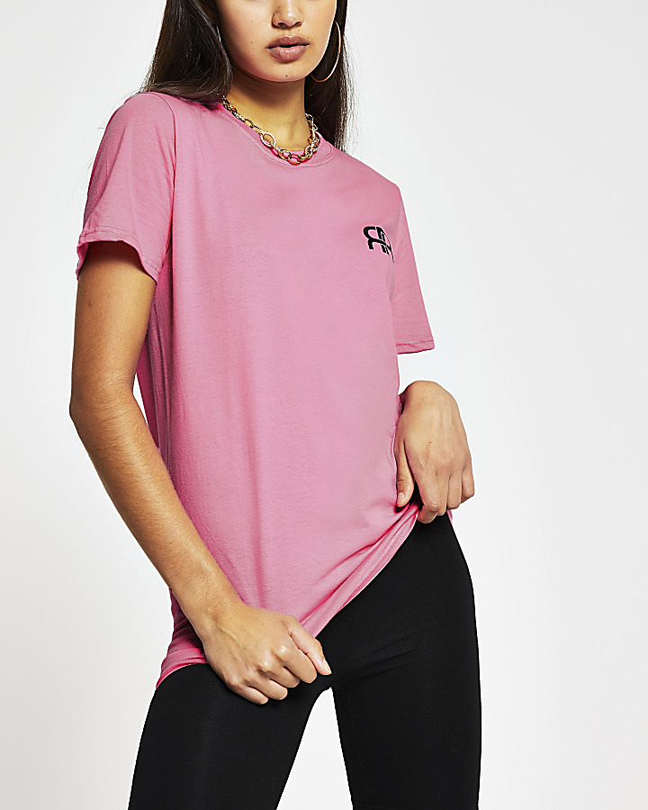 Pink short sleeve 'RR' boyfriend t-shirt