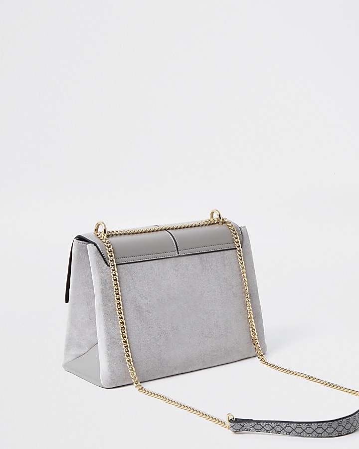 Grey RI monogram tassel satchel bag