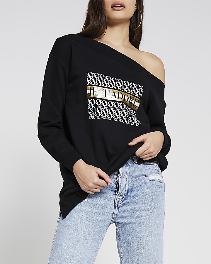 Black 'J'adore' print long sleeve sweatshirt