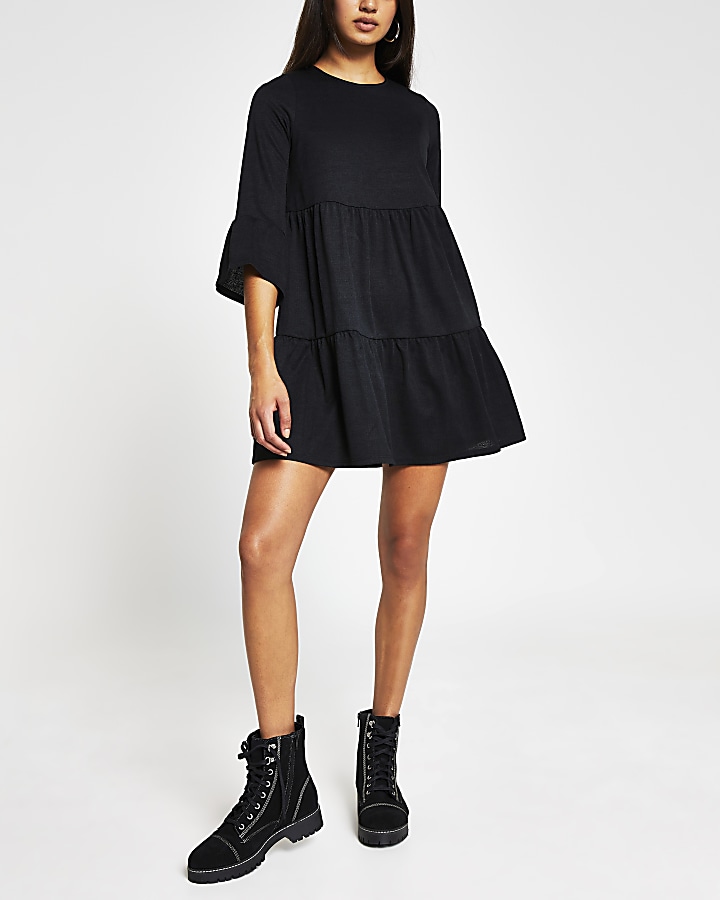 Black Mini smock dress