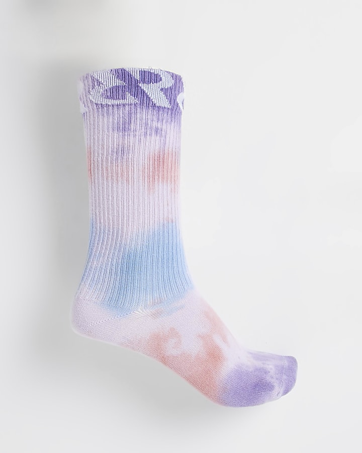 Purple tie dye pastel tube socks