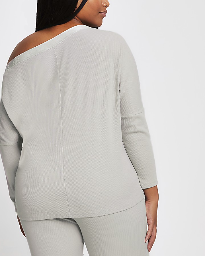 Plus grey long sleeve asymmetric sweatshirt