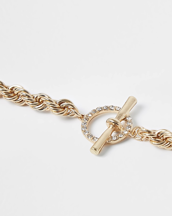 Gold colour twist chain bracelet