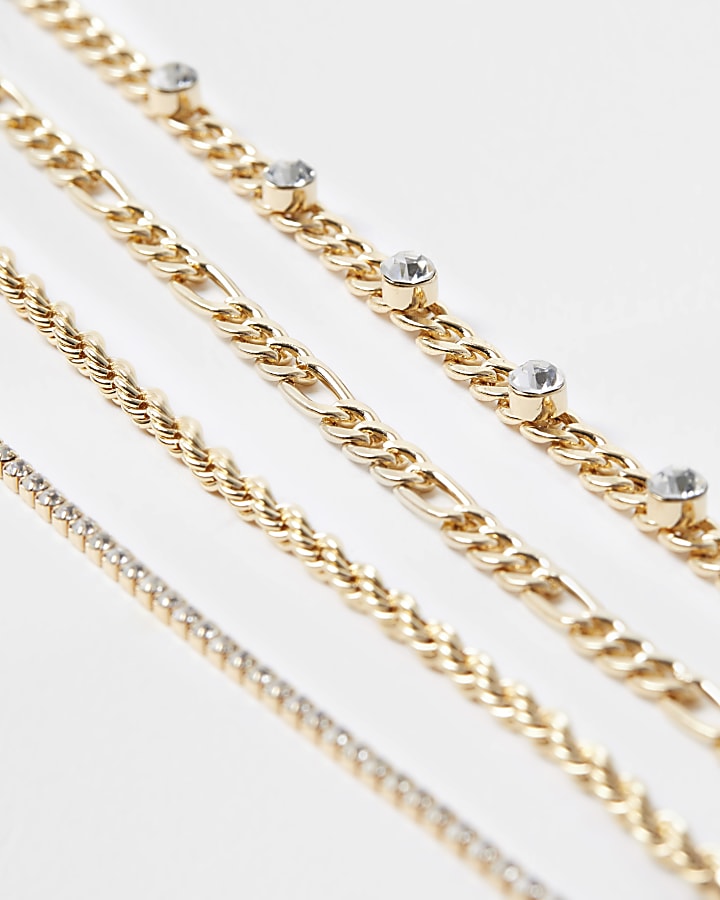 Gold colour chain anklet 4 pack