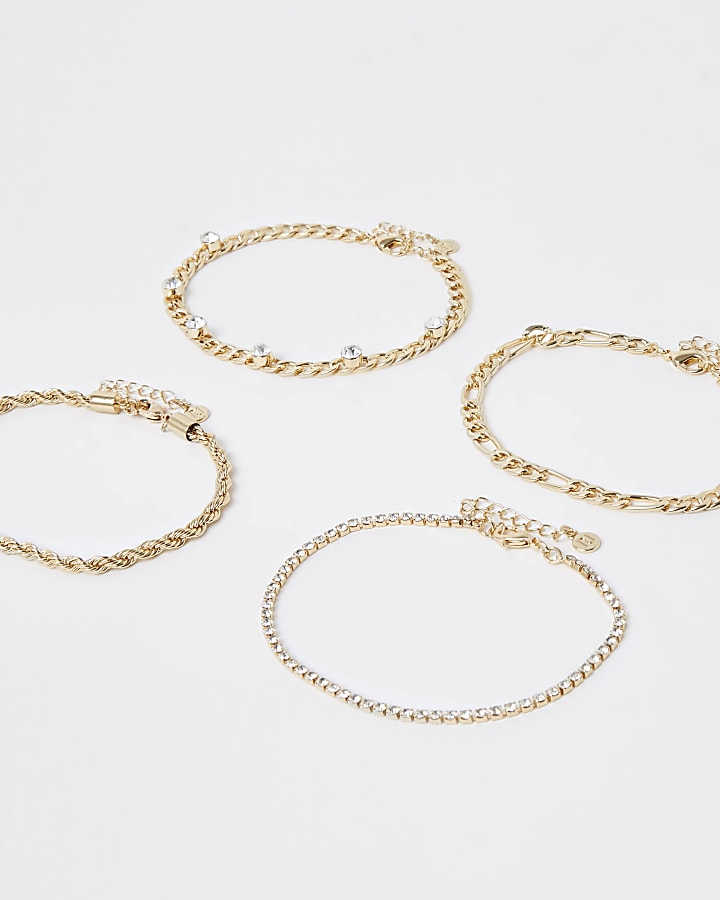 Gold colour chain anklet 4 pack