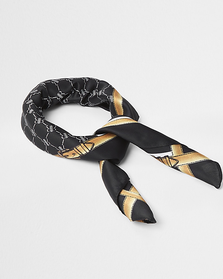 Black RI monogram chain scarf