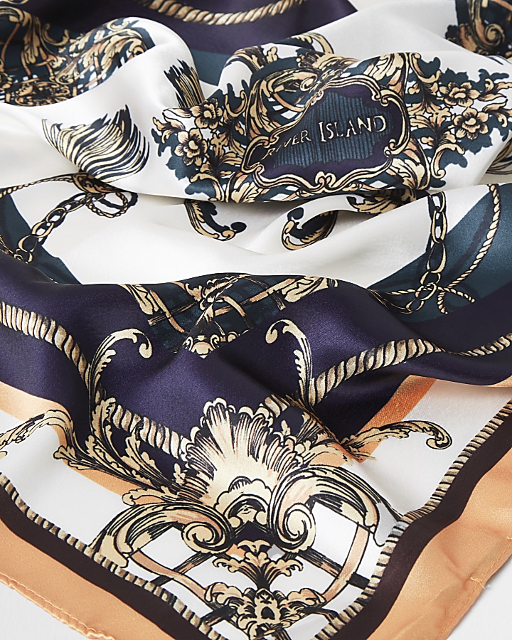 Cream baroque print scarf