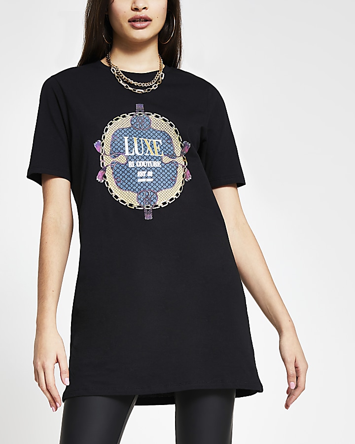 Black short sleeve 'Luxe printed t-shirt