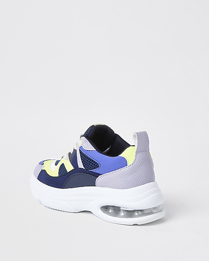 Blue chunky bubble sole trainers