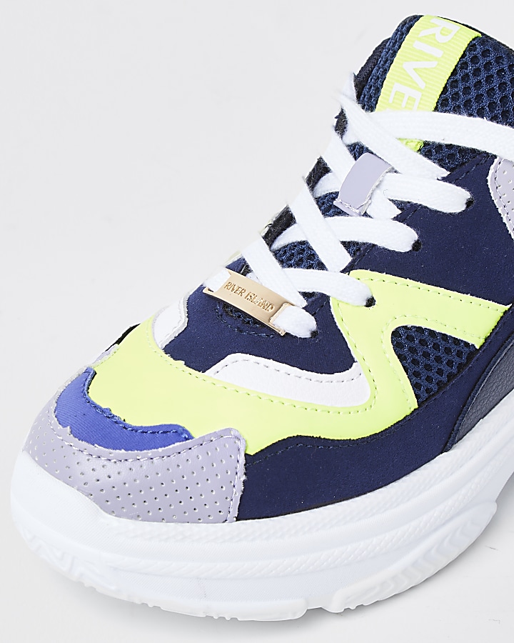 Blue chunky bubble sole trainers