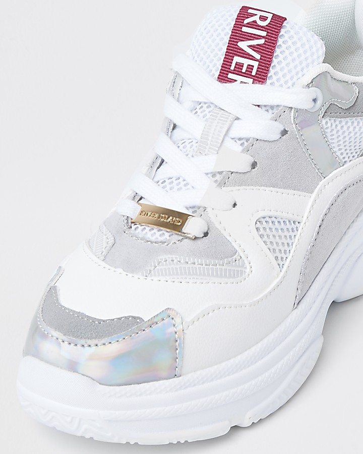 White chunky bubble sole trainers