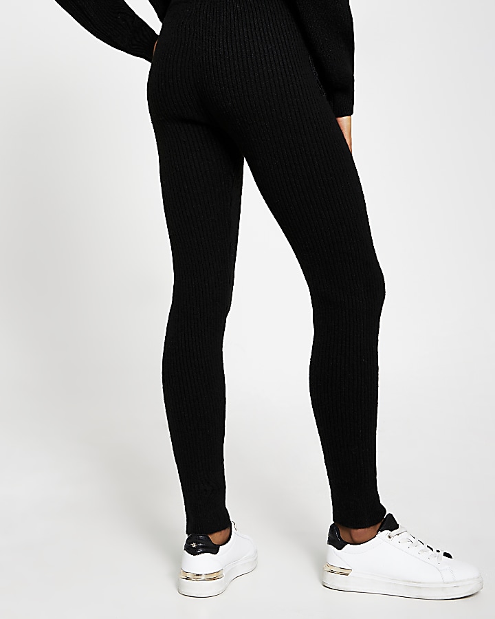 Black sequin ribbed joggers