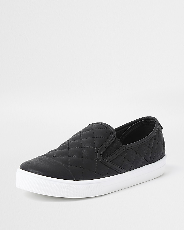 Black quilted slip on trainers