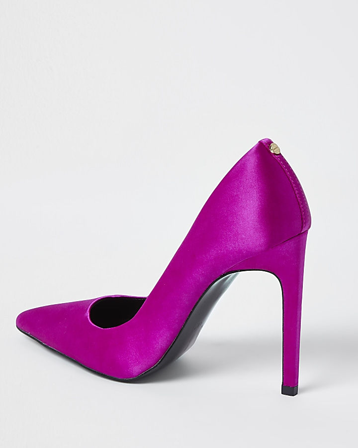 Pink wide fit high heeled court shoes