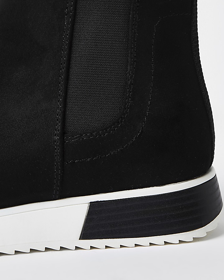 Black wide fit pull on trainers