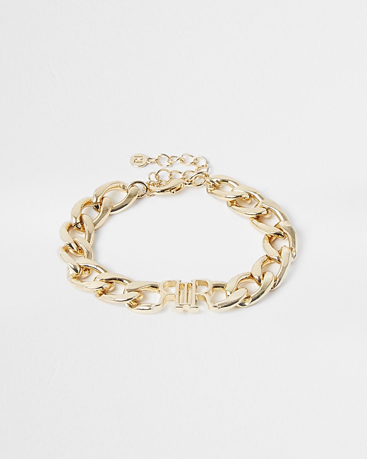 Gold colour 'RIR' chain bracelet
