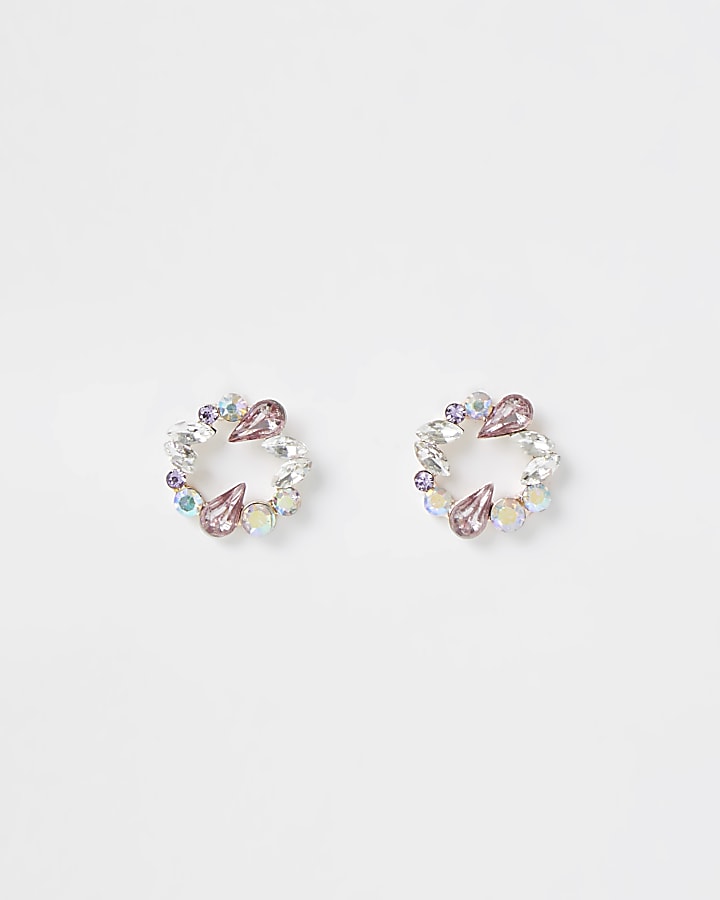 Multicoloured circle stud earrings