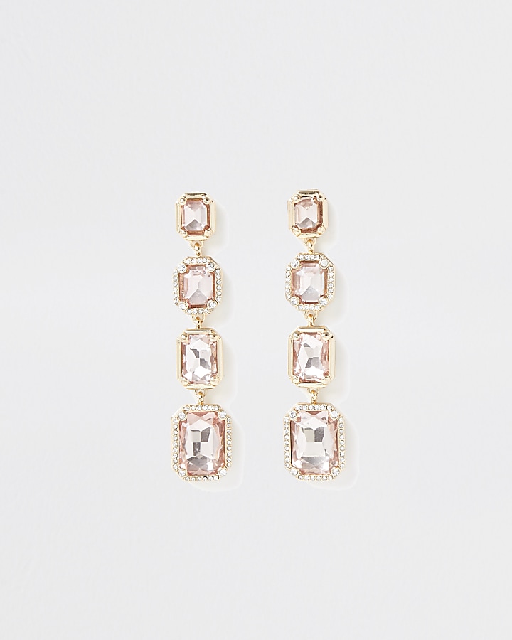 Gold colour diamante drop earrings