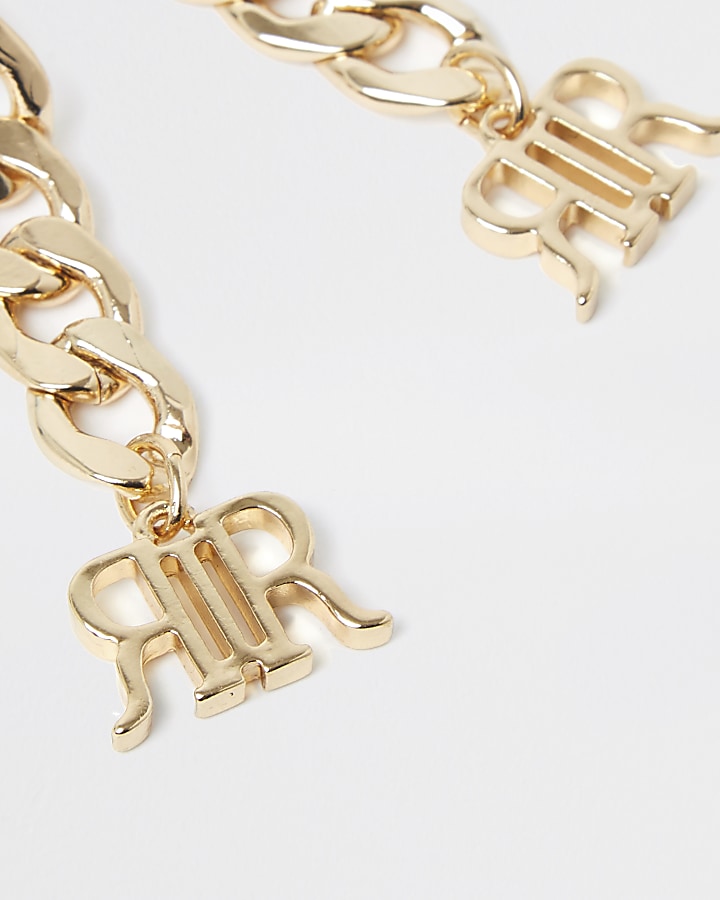 Gold colour 'RIR' chain dangle earrings