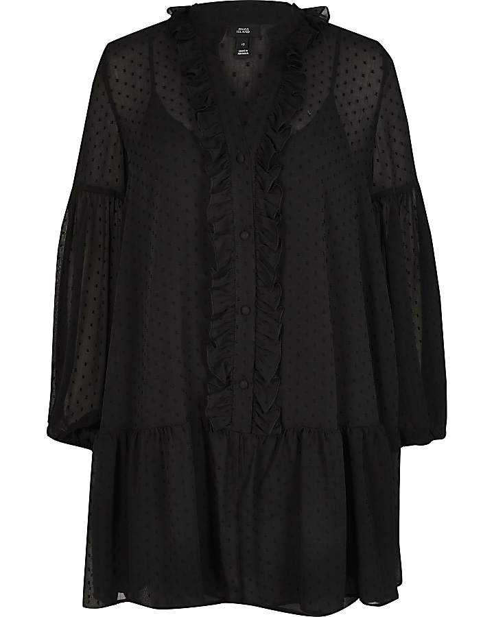 Black long sleeve smock dress
