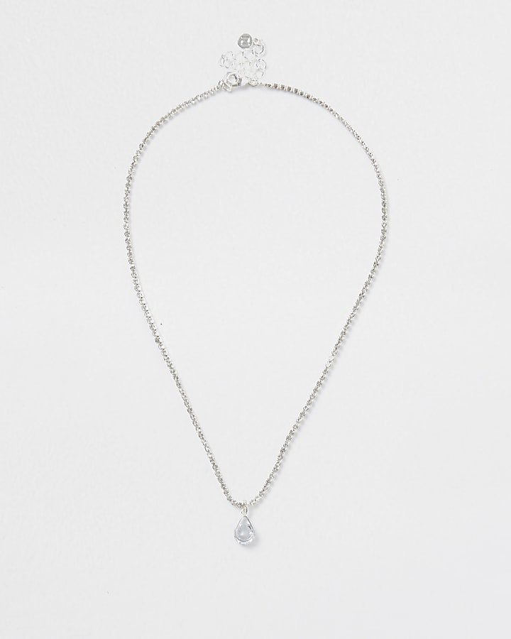 Silver colour teardrop necklace