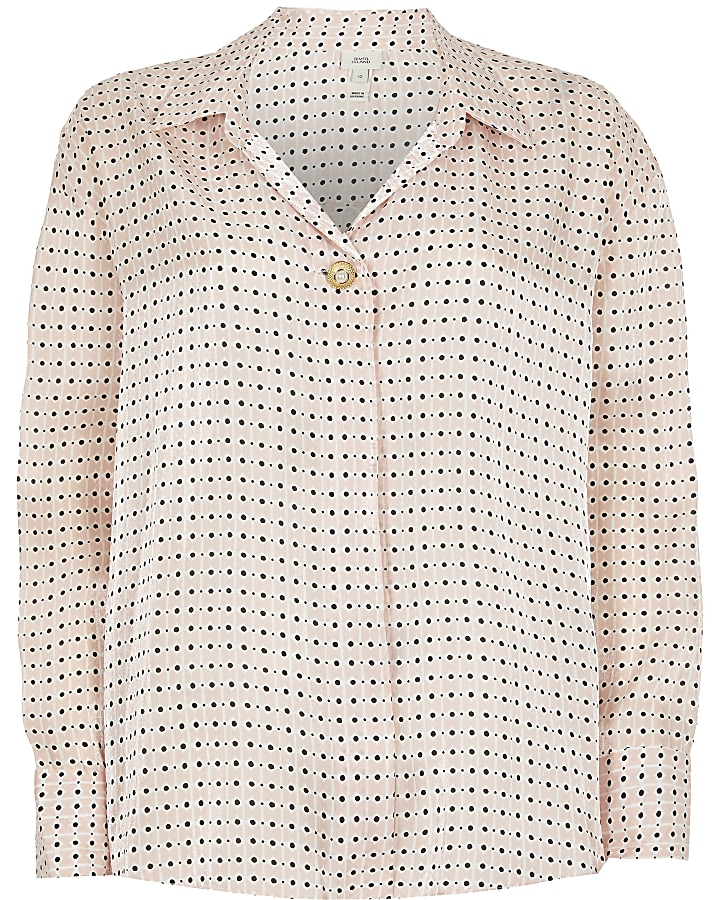 Pink long sleeve geometric print shirt