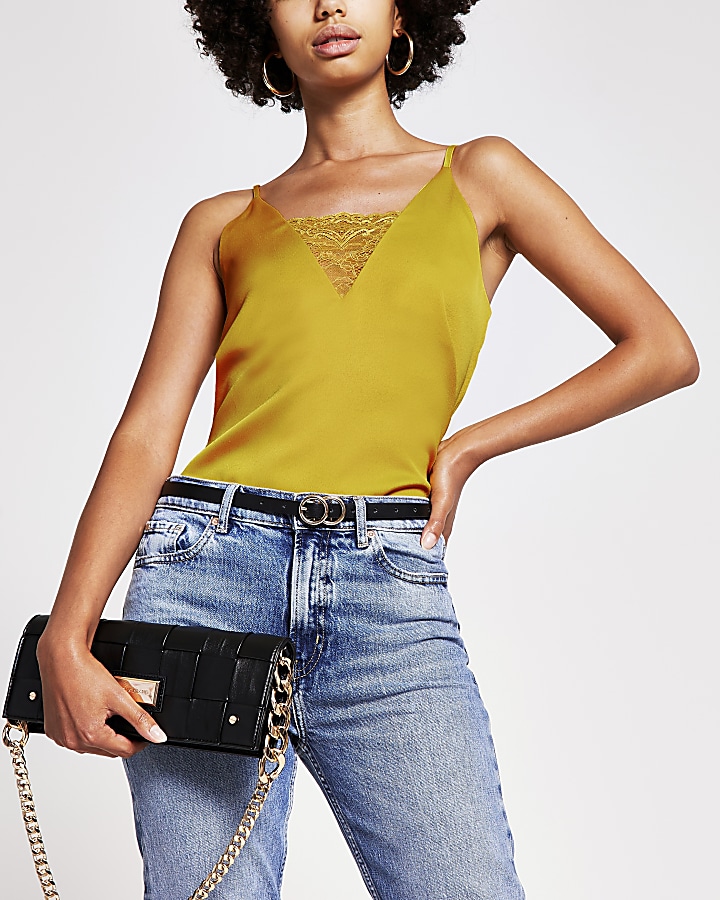 Yellow lace cami top