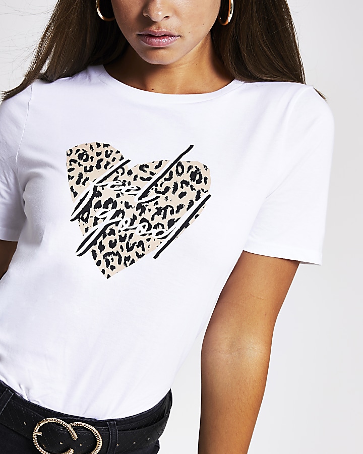 White Leopard Heart T-shirt