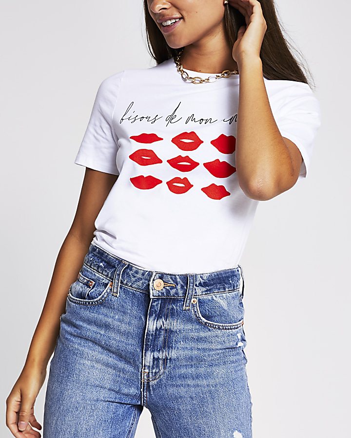 White Bisous Lips T-shirt