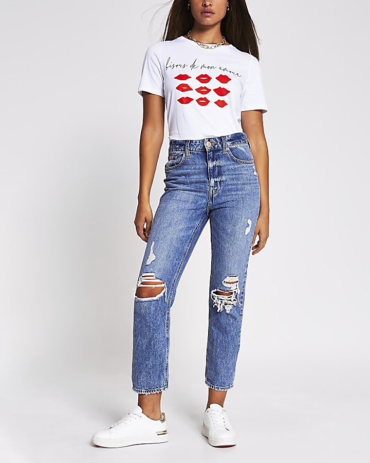 White Bisous Lips T-shirt