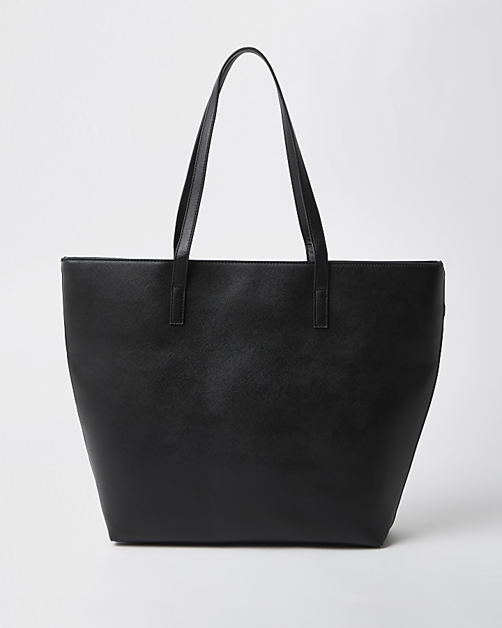 Black quilted padlock shopper bag