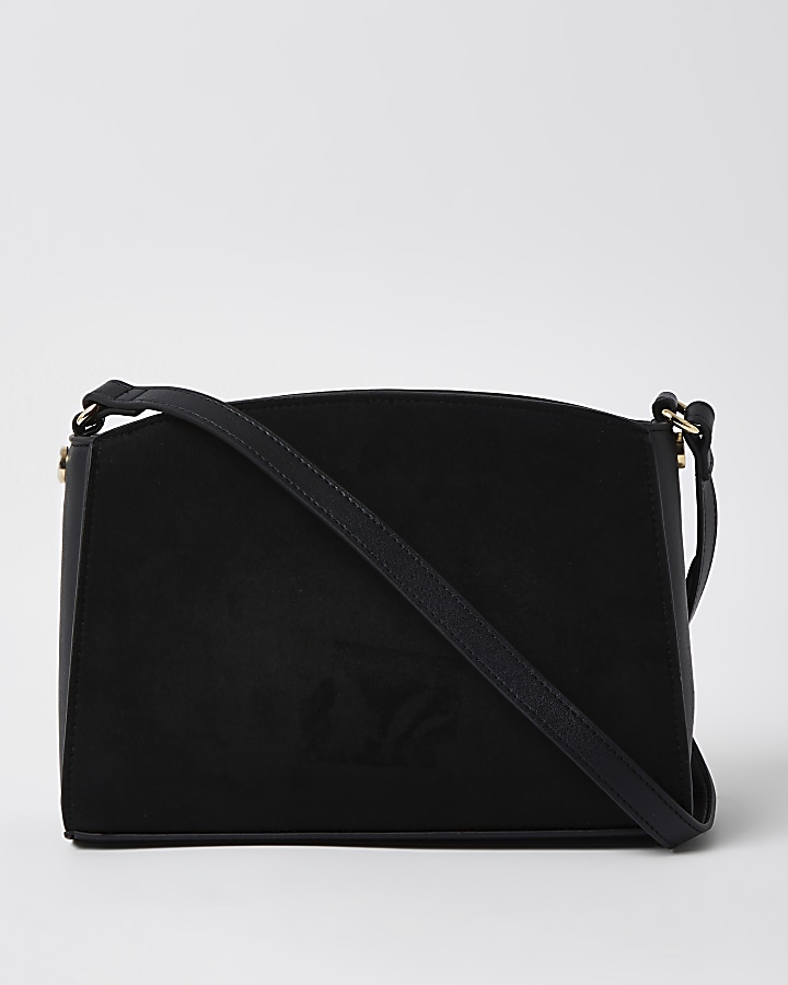 Black curved crossbody bag